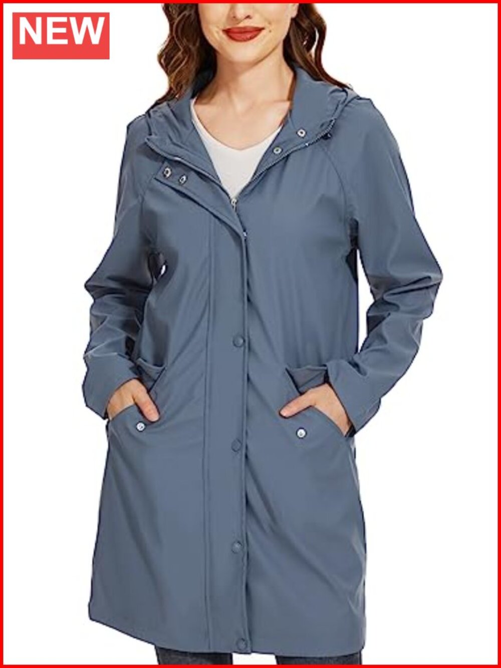Waterproof Rain Jacket Hooded Windbreaker Long Trench Coat